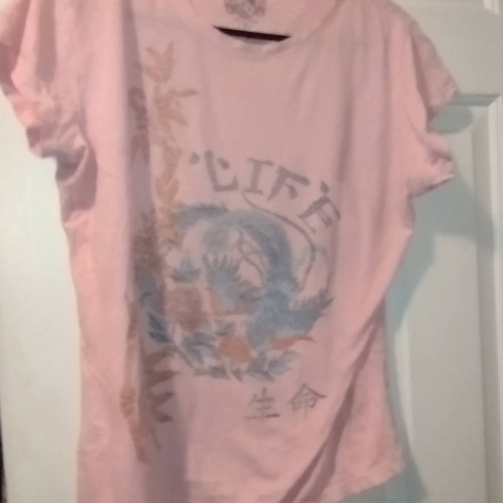L.O.L. Vintage M, Pink Capped Sleeve Tee LIFE Asian Graphic